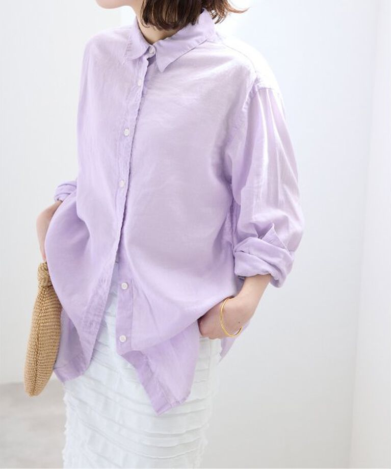 SLOBE IENA「リネンコットンレギュラーシャツ」|シャツ・ブラウス|パープル C