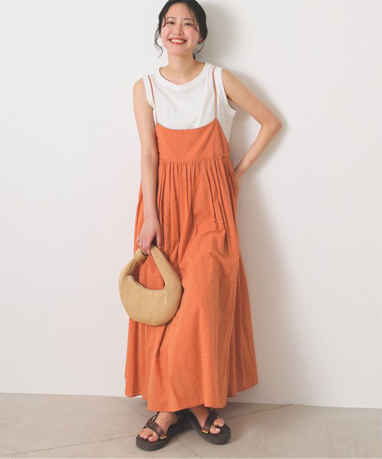 SLOBE IENA「《2枚セット/一部カラーWEB・店舗限定/予約》エアリーギャザーキャミワンピースセット」|ワンピース|オレンジ