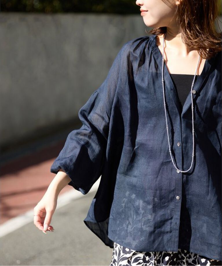 SLOBE IENA「ラミースキッパーシャツ」|シャツ・ブラウス|ネイビー