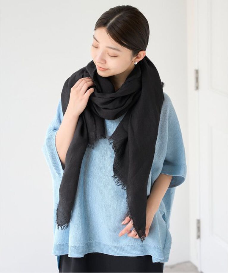 IENA「NIMNIMDUAI/ニムニムデュアイ THICK LINEN リネンストール」|ストール|グレー
