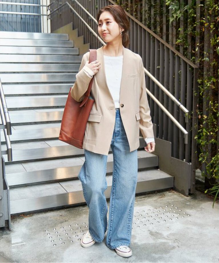 Spick and Span「《追加》ドライダブルクロスVカラージャケット」|テーラードジャケット|
