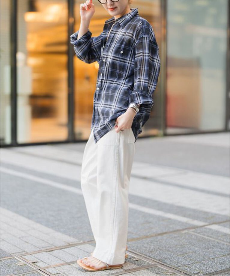 Spick and Span「《追加》コットンボイルチェックシャツ」|シャツ・ブラウス|