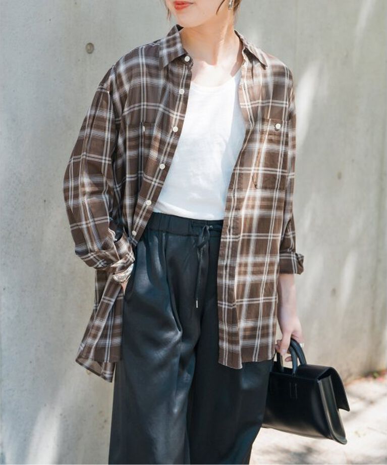 Spick and Span「《追加》コットンボイルチェックシャツ」|シャツ・ブラウス|
