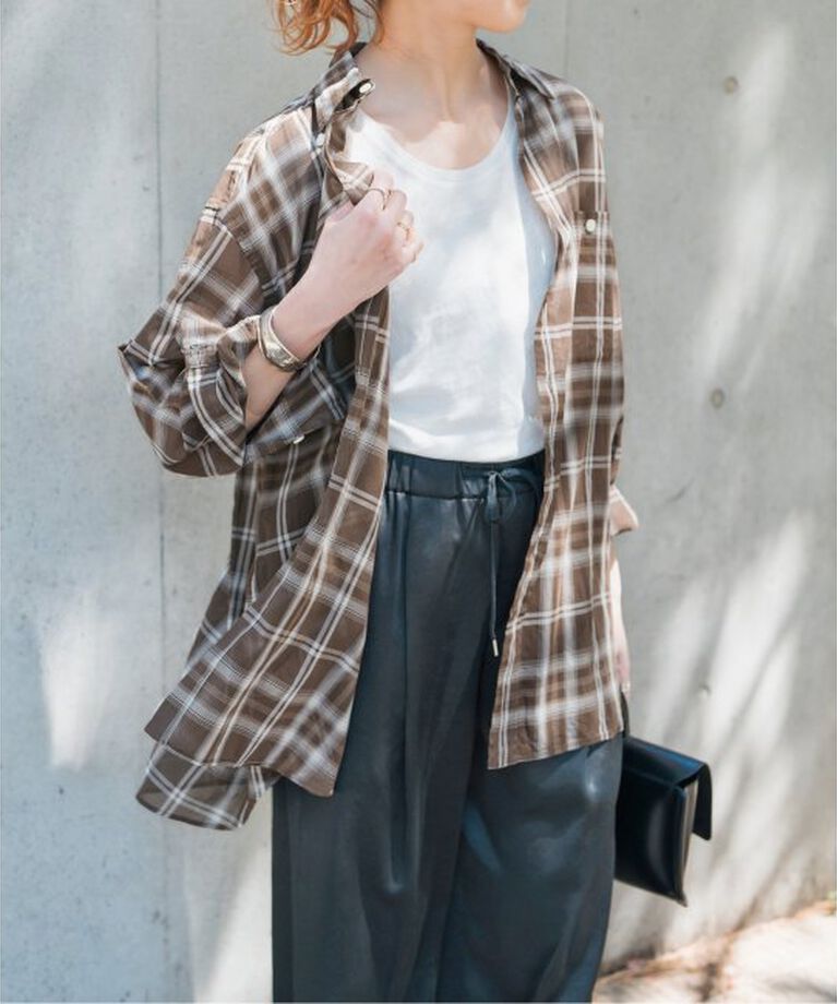Spick and Span「《追加》コットンボイルチェックシャツ」|シャツ・ブラウス|