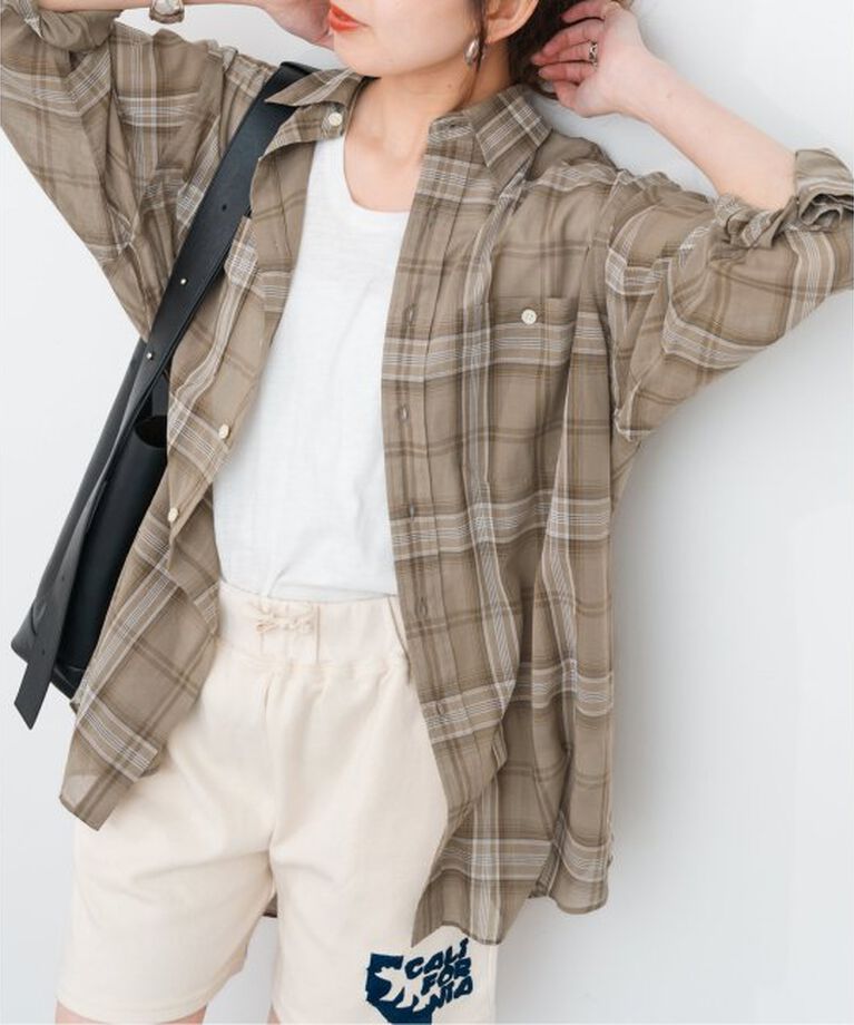 Spick and Span「《追加》コットンボイルチェックシャツ」|シャツ・ブラウス|