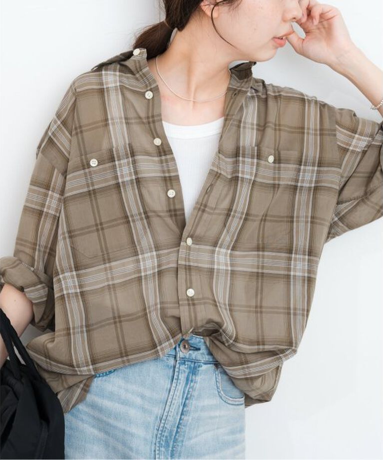 Spick and Span「《追加》コットンボイルチェックシャツ」|シャツ・ブラウス|