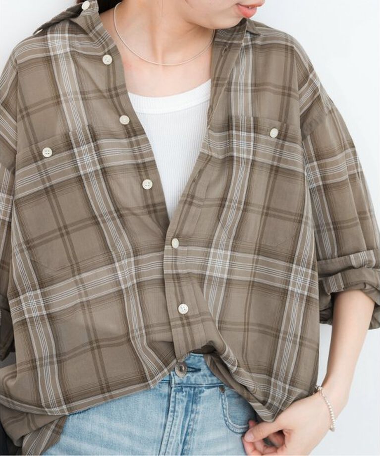 Spick and Span「《追加》コットンボイルチェックシャツ」|シャツ・ブラウス|