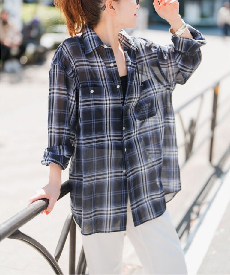 Spick and Span「《追加》コットンボイルチェックシャツ」|シャツ・ブラウス|