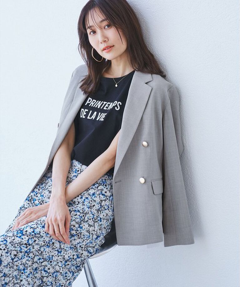 Rope’Picnic「【抗菌防臭・接触冷感・UVカット】カナパ金ボタンジャケット/通勤・セットアップ対応」|テーラードジャケット|