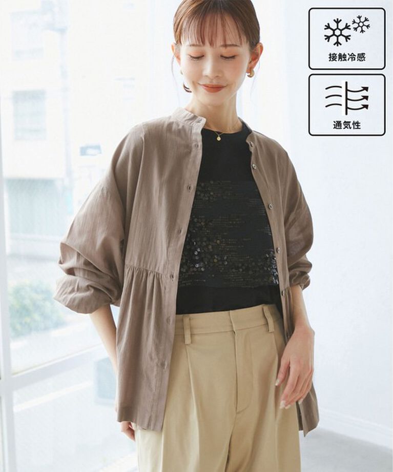 Rope’Picnic「【接触冷感・通気性】【サイズ追加】Comfy Shirt コンフィーシャツ/綿ボイルペプラムシャツ」|シャツ・ブラウス|チャイロサブ