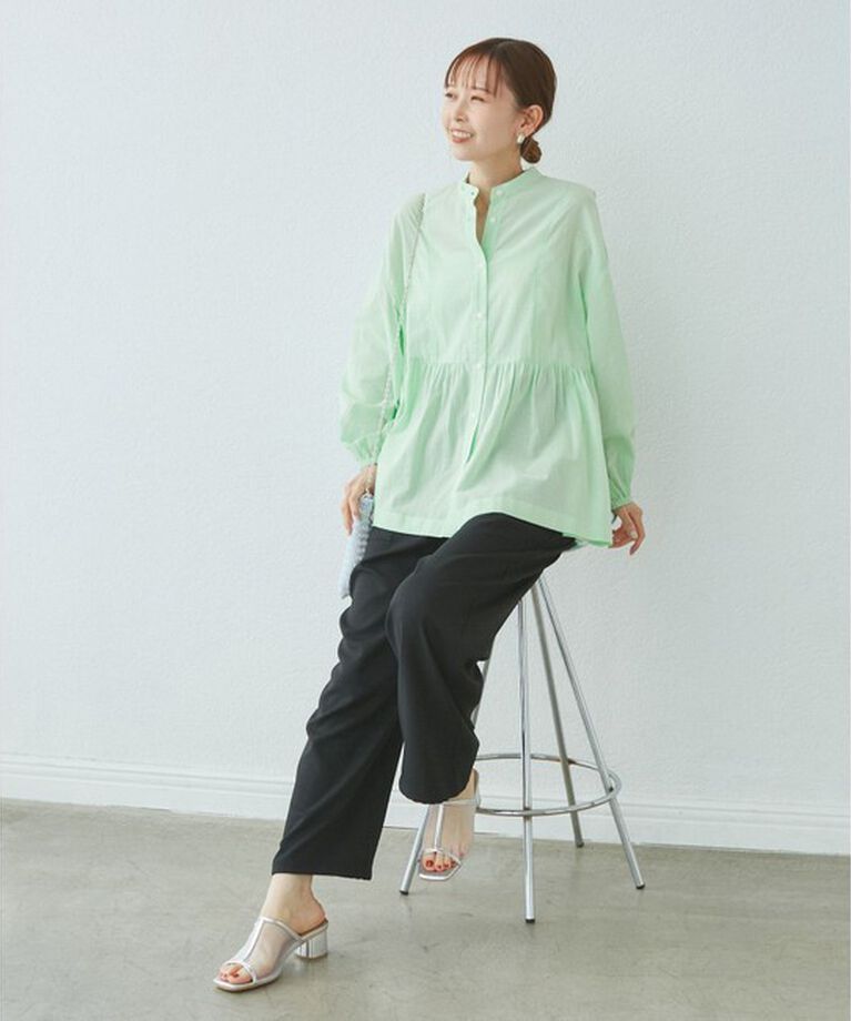 Rope’Picnic「【接触冷感・通気性】【サイズ追加】Comfy Shirt コンフィーシャツ/綿ボイルペプラムシャツ」|シャツ・ブラウス|