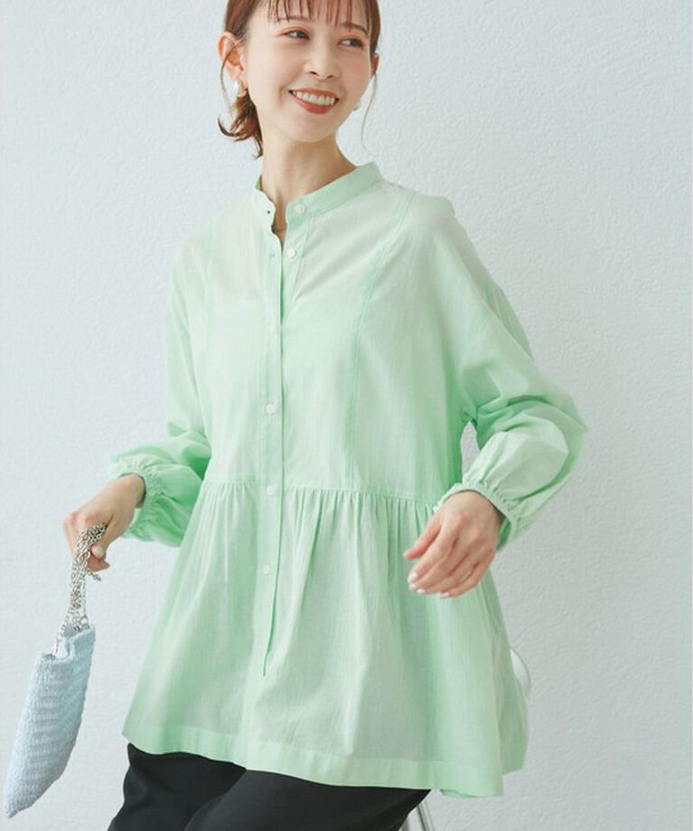 Rope’Picnic「【接触冷感・通気性】【サイズ追加】Comfy Shirt コンフィーシャツ/綿ボイルペプラムシャツ」|シャツ・ブラウス|