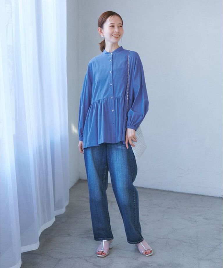 Rope’Picnic「【接触冷感・通気性】【サイズ追加】Comfy Shirt コンフィーシャツ/綿ボイルペプラムシャツ」|シャツ・ブラウス|