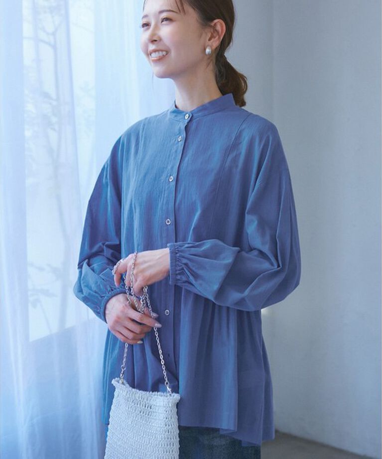 Rope’Picnic「【接触冷感・通気性】【サイズ追加】Comfy Shirt コンフィーシャツ/綿ボイルペプラムシャツ」|シャツ・ブラウス|