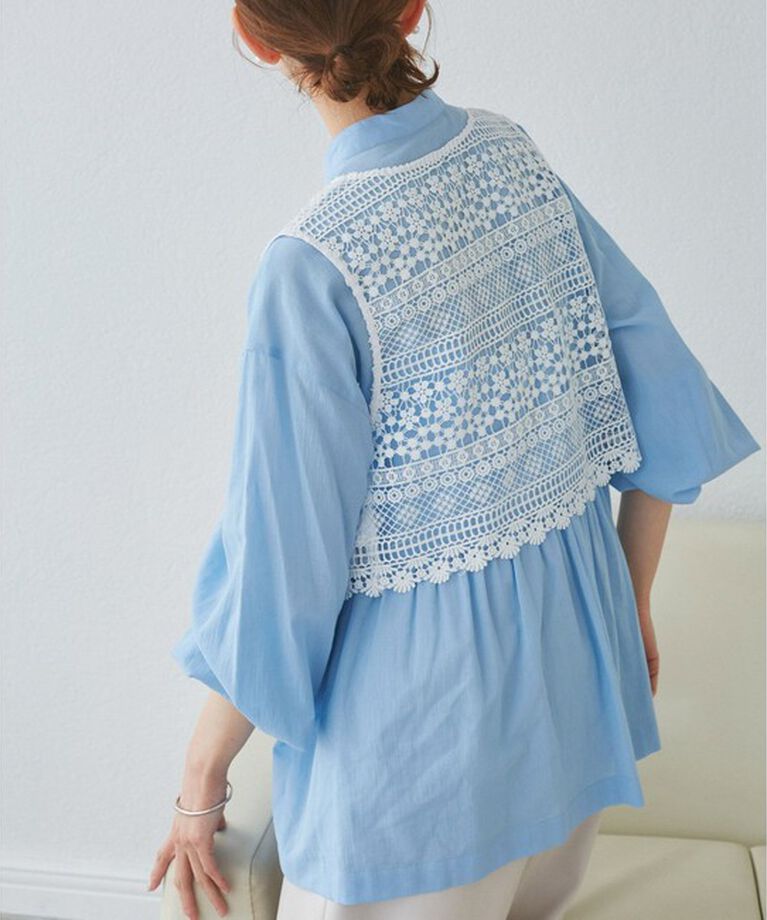 Rope’Picnic「【接触冷感・通気性】【サイズ追加】Comfy Shirt コンフィーシャツ/綿ボイルペプラムシャツ」|シャツ・ブラウス|