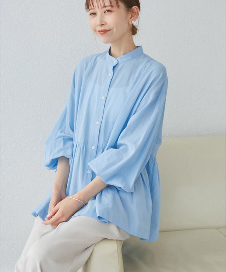 Rope’Picnic「【接触冷感・通気性】【サイズ追加】Comfy Shirt コンフィーシャツ/綿ボイルペプラムシャツ」|シャツ・ブラウス|