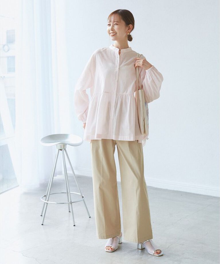 Rope’Picnic「【接触冷感・通気性】【サイズ追加】Comfy Shirt コンフィーシャツ/綿ボイルペプラムシャツ」|シャツ・ブラウス|