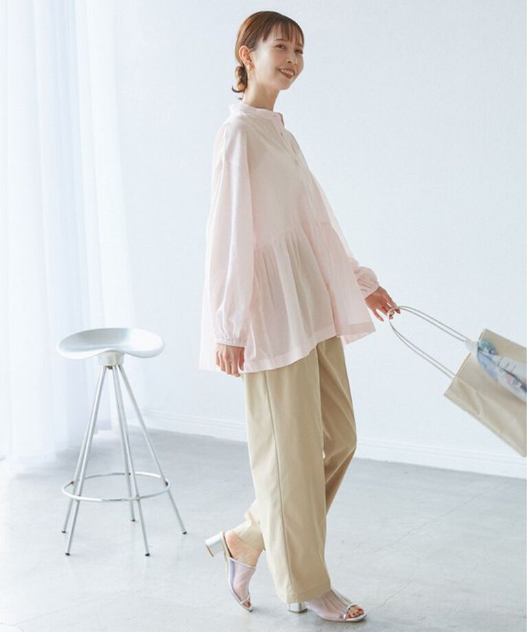 Rope’Picnic「【接触冷感・通気性】【サイズ追加】Comfy Shirt コンフィーシャツ/綿ボイルペプラムシャツ」|シャツ・ブラウス|