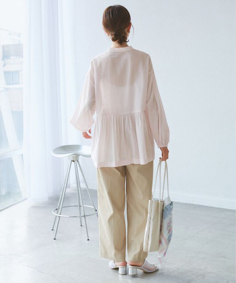 Rope’Picnic「【接触冷感・通気性】【サイズ追加】Comfy Shirt コンフィーシャツ/綿ボイルペプラムシャツ」|シャツ・ブラウス|