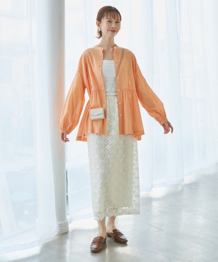 Rope’Picnic「【接触冷感・通気性】【サイズ追加】Comfy Shirt コンフィーシャツ/綿ボイルペプラムシャツ」|シャツ・ブラウス|