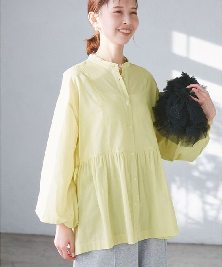 Rope’Picnic「【接触冷感・通気性】【サイズ追加】Comfy Shirt コンフィーシャツ/綿ボイルペプラムシャツ」|シャツ・ブラウス|