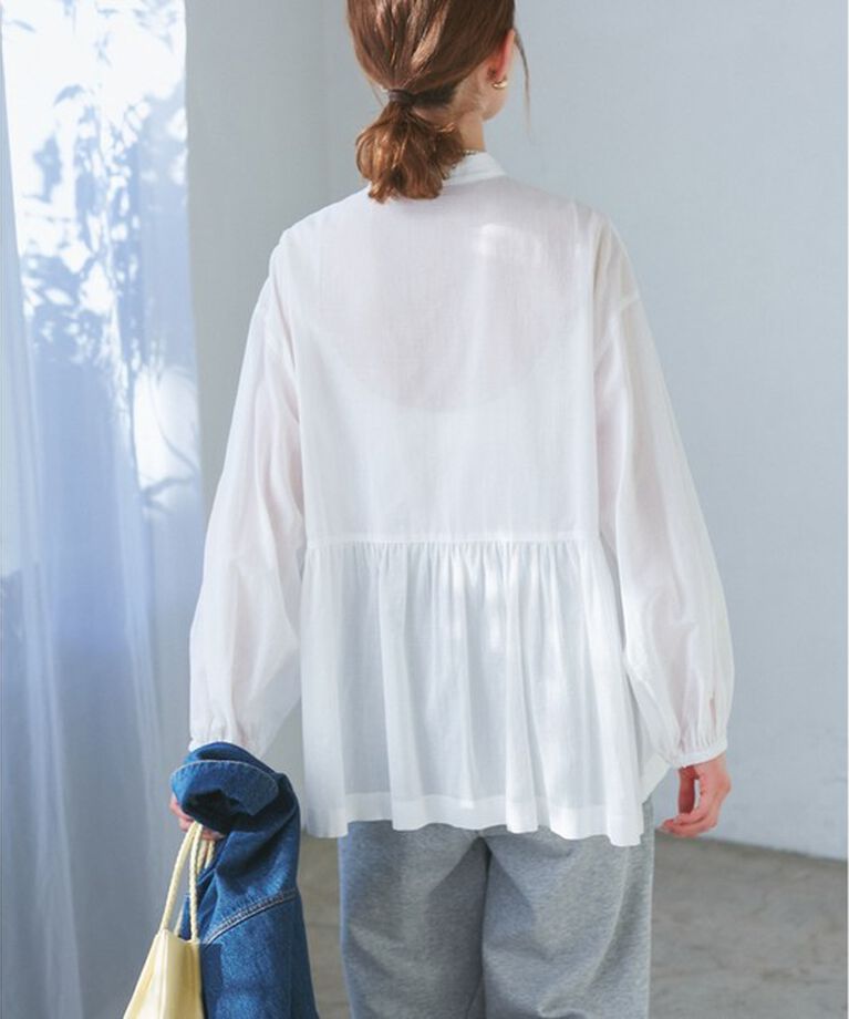 Rope’Picnic「【接触冷感・通気性】【サイズ追加】Comfy Shirt コンフィーシャツ/綿ボイルペプラムシャツ」|シャツ・ブラウス|