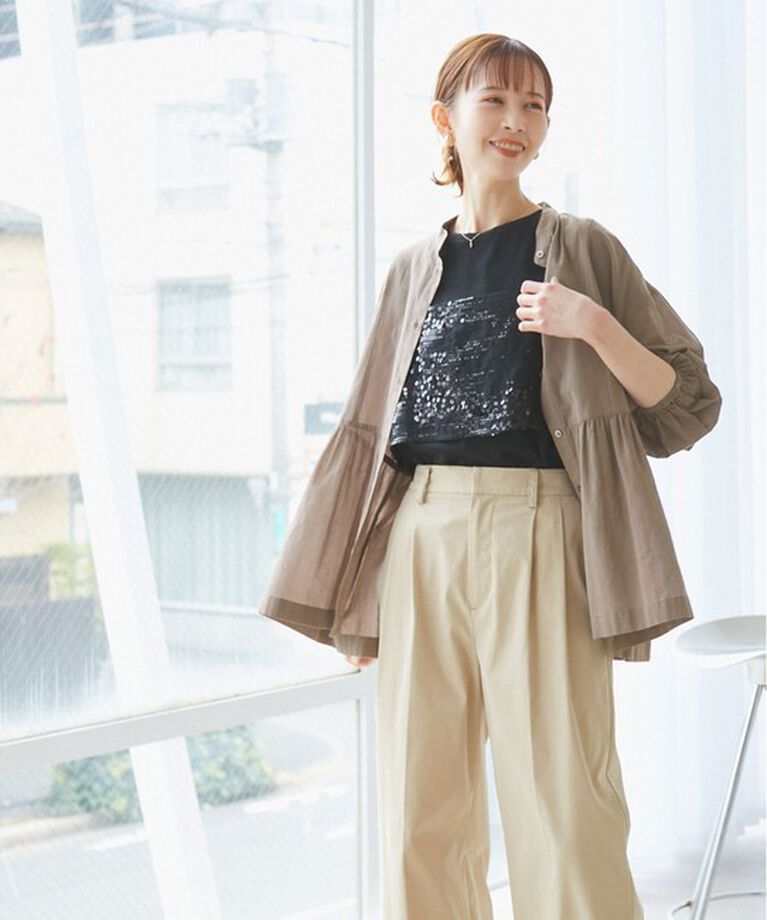 Rope’Picnic「【接触冷感・通気性】【サイズ追加】Comfy Shirt コンフィーシャツ/綿ボイルペプラムシャツ」|シャツ・ブラウス|