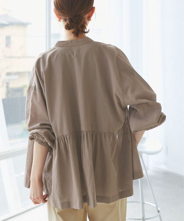 Rope’Picnic「【接触冷感・通気性】【サイズ追加】Comfy Shirt コンフィーシャツ/綿ボイルペプラムシャツ」|シャツ・ブラウス|