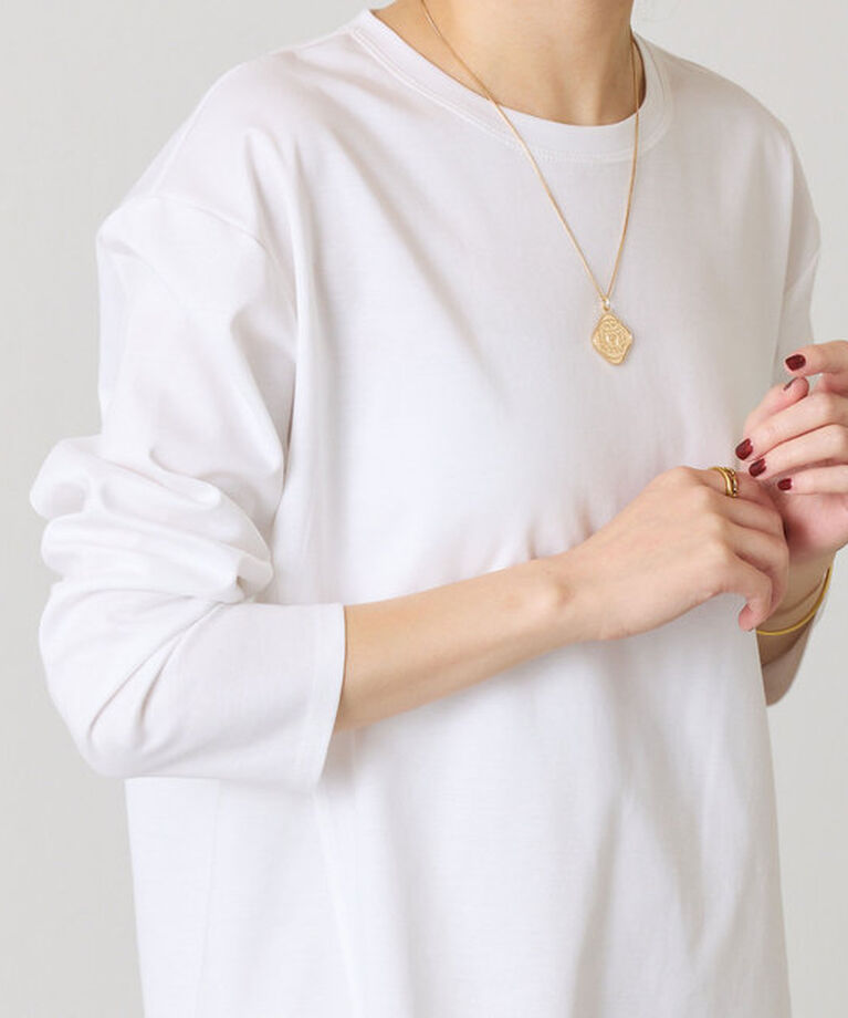  「【SNSで話題！万能ロンT】ポンチ切替ロンT」|Tシャツ・カットソー|ホワイト