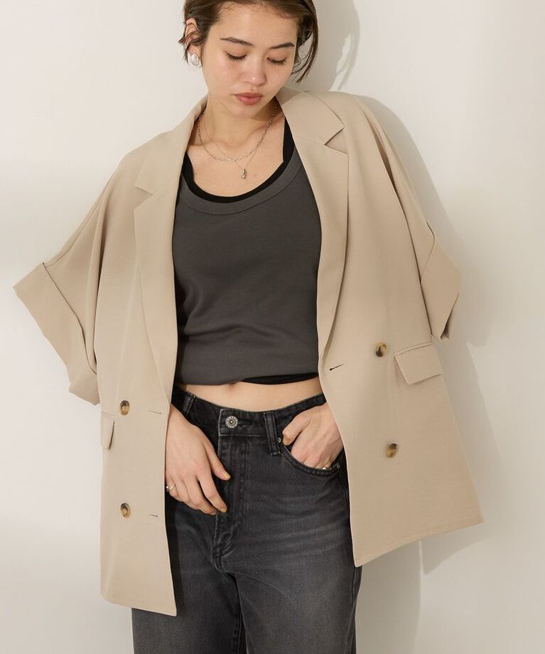 AMERICAN HOLIC「テーラード半袖ジャケット」|その他|Beige
