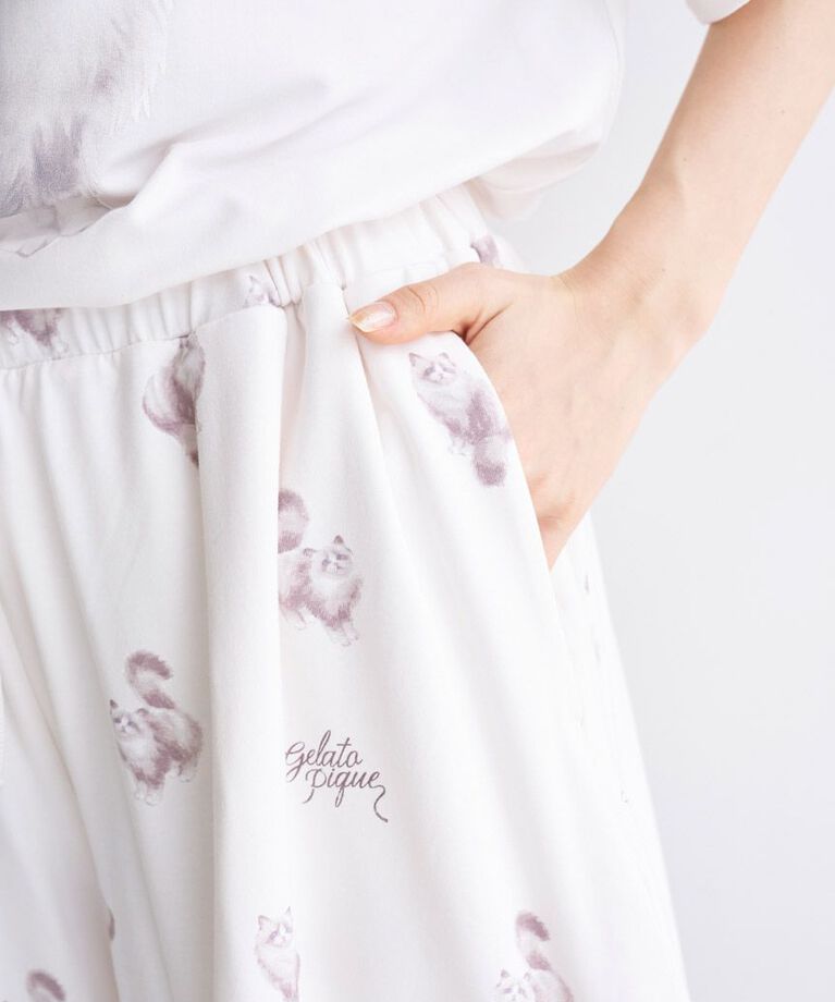 gelato pique「【ONLINE限定】CAT柄ワンポイントTシャツ&ショートパンツセット」|ルームウェア|