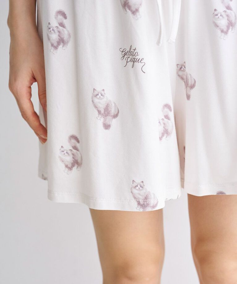 gelato pique「【ONLINE限定】CAT柄ワンポイントTシャツ&ショートパンツセット」|ルームウェア|