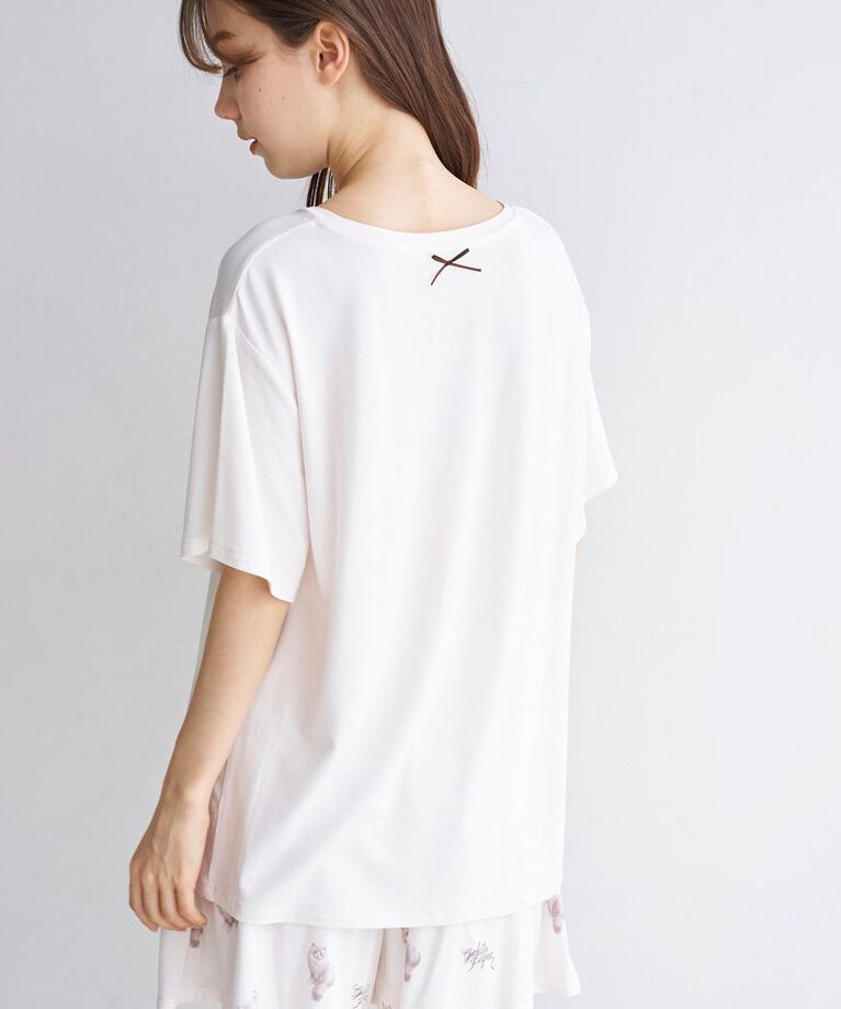 gelato pique「【ONLINE限定】CAT柄ワンポイントTシャツ&ショートパンツセット」|ルームウェア|