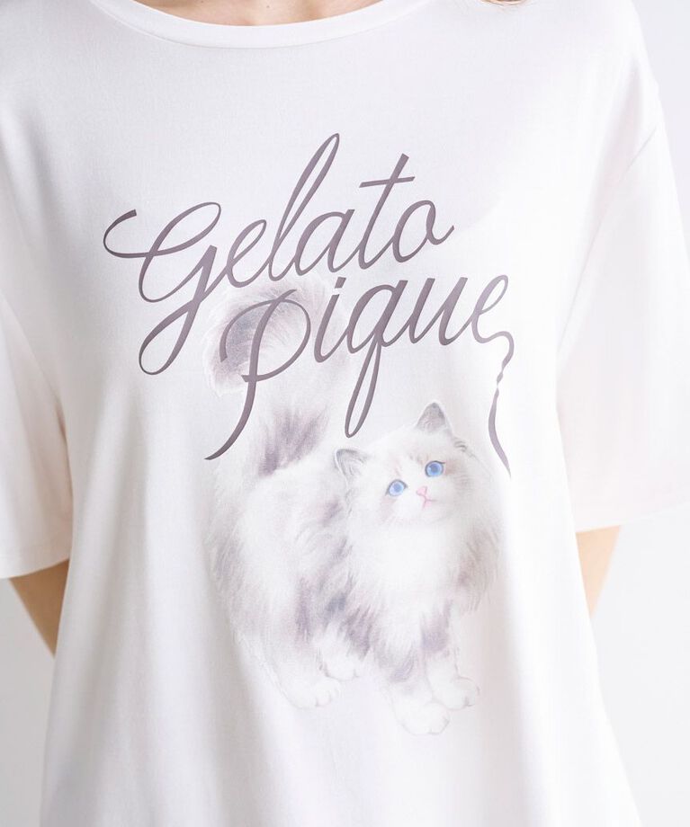 gelato pique「【ONLINE限定】CAT柄ワンポイントTシャツ&ショートパンツセット」|ルームウェア|