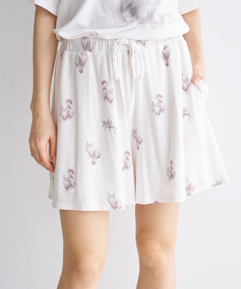 gelato pique「【ONLINE限定】CAT柄ワンポイントTシャツ&ショートパンツセット」|ルームウェア|