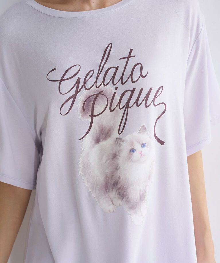 gelato pique「【ONLINE限定】CAT柄ワンポイントTシャツ&ロングパンツセット」|ルームウェア|