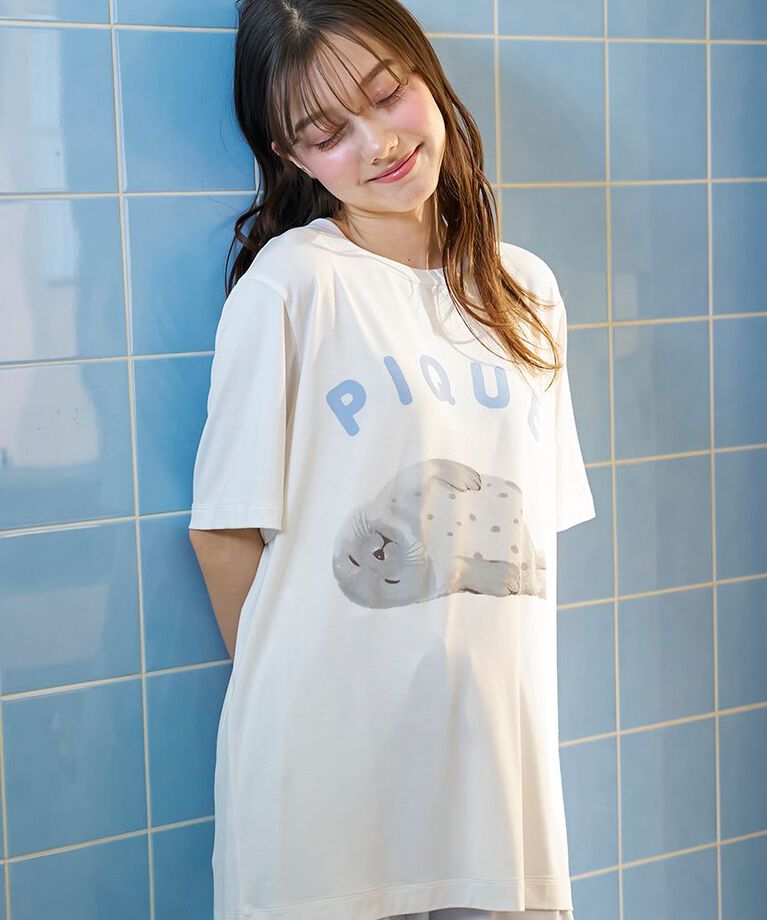 gelato pique「【接触冷感】あざらしワンポイントTシャツ」|ルームウェア|