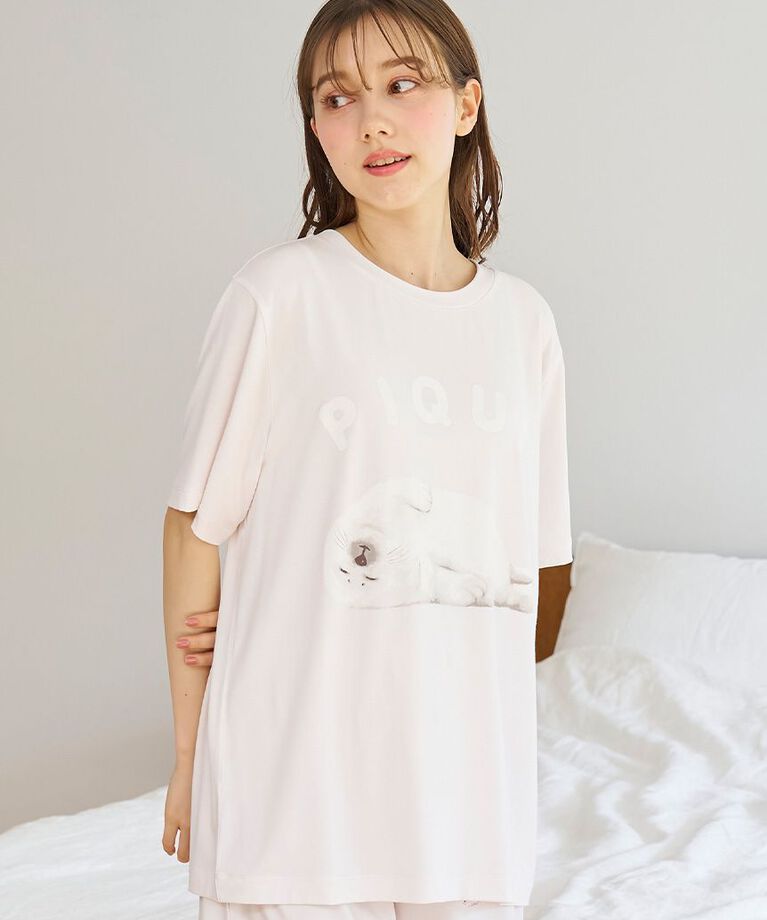 gelato pique「【接触冷感】あざらしワンポイントTシャツ」|ルームウェア|