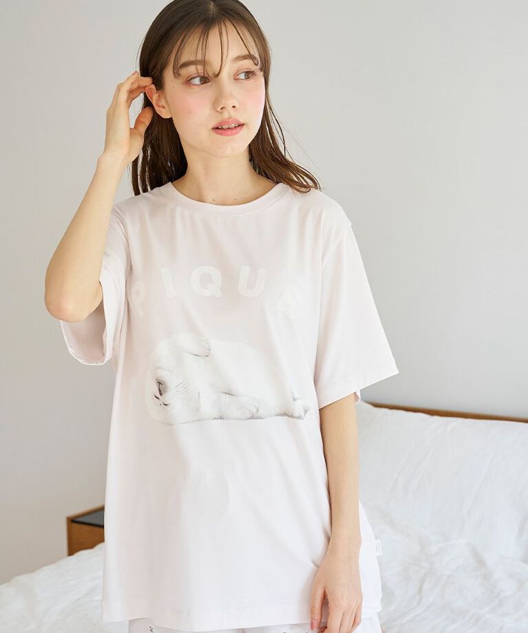 gelato pique「【接触冷感】あざらしワンポイントTシャツ」|ルームウェア|
