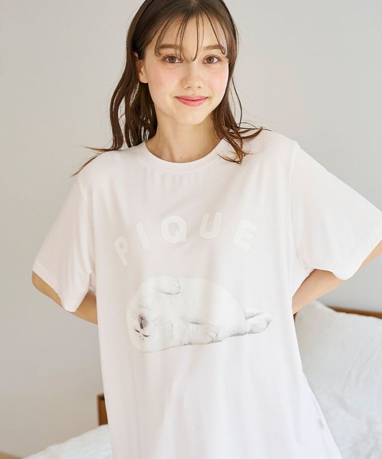 gelato pique「【接触冷感】あざらしワンポイントTシャツ」|ルームウェア|