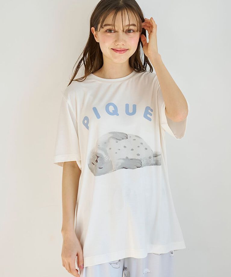 gelato pique「【接触冷感】あざらしワンポイントTシャツ」|ルームウェア|