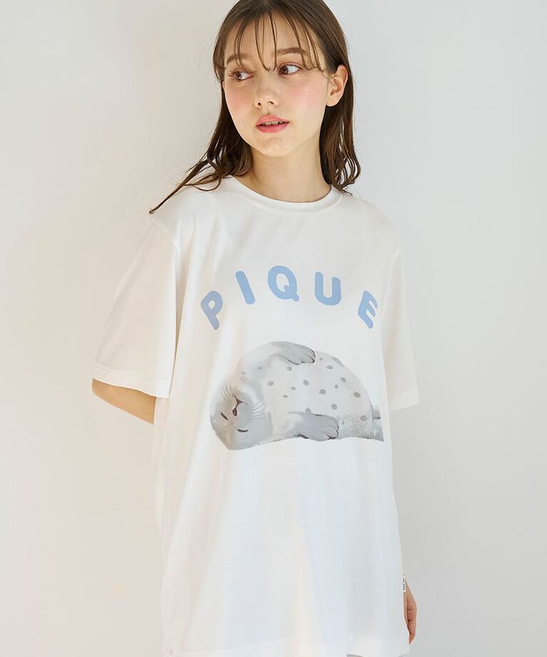 gelato pique「【接触冷感】あざらしワンポイントTシャツ」|ルームウェア|