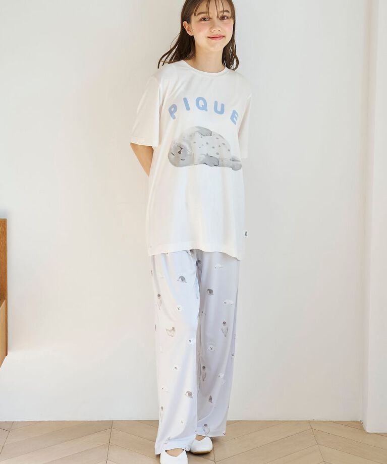 gelato pique「【接触冷感】あざらしワンポイントTシャツ」|ルームウェア|