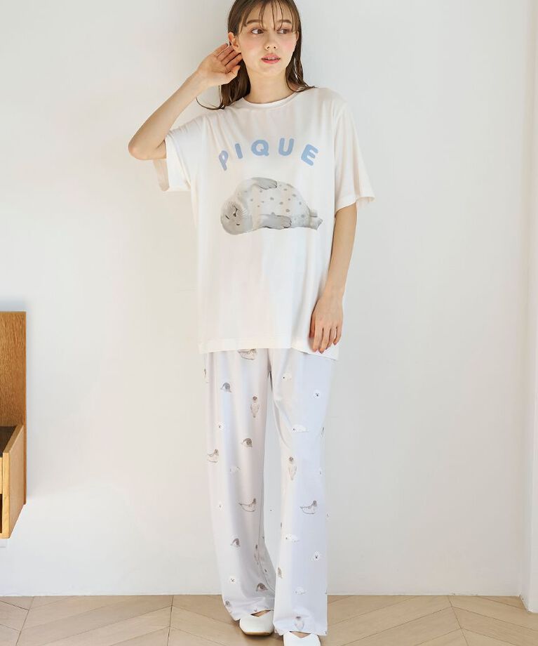 gelato pique「【接触冷感】あざらしワンポイントTシャツ」|ルームウェア|