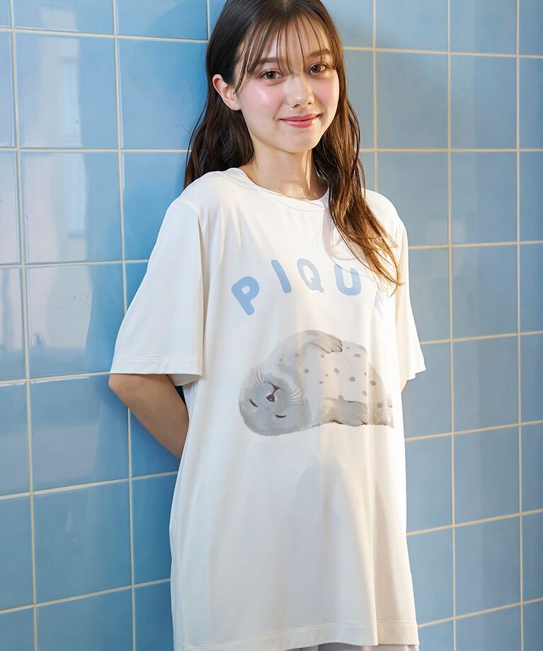 gelato pique「【接触冷感】あざらしワンポイントTシャツ」|ルームウェア|