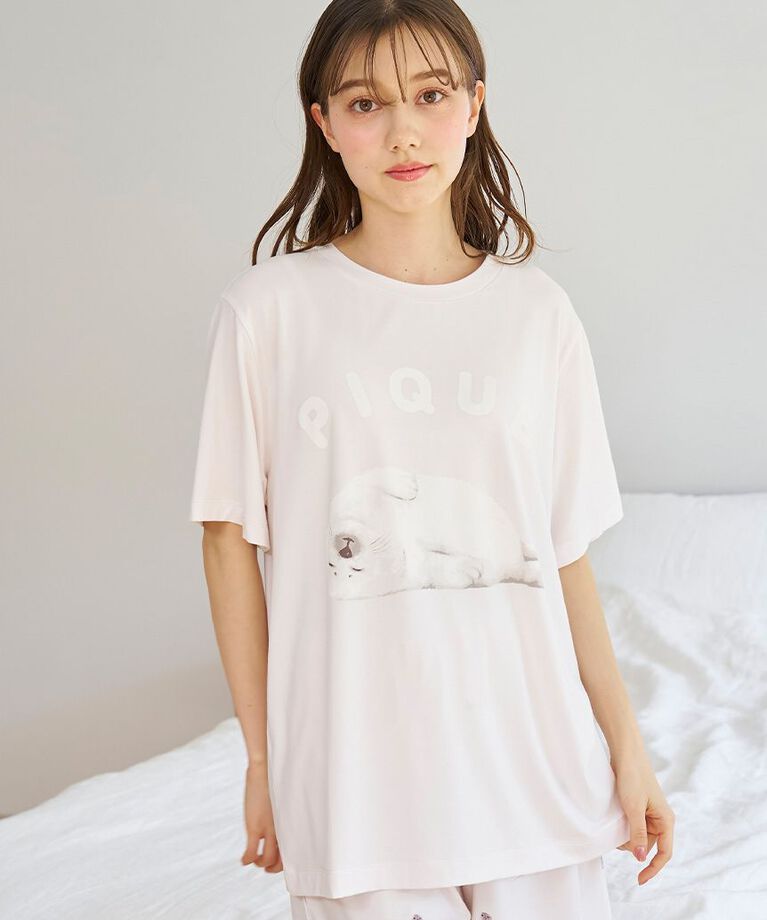 gelato pique「【接触冷感】あざらしワンポイントTシャツ」|ルームウェア|