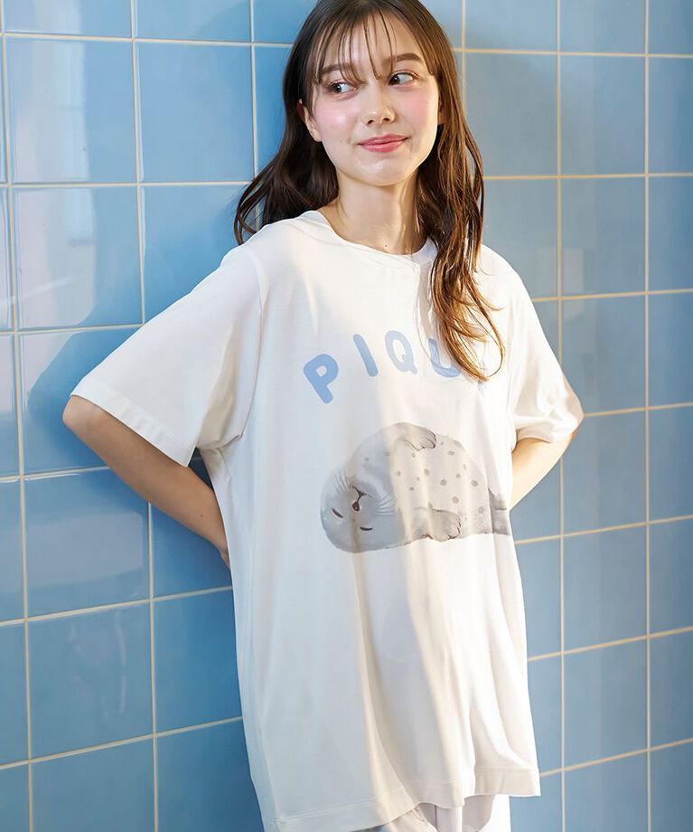 gelato pique「【接触冷感】あざらしワンポイントTシャツ」|ルームウェア|