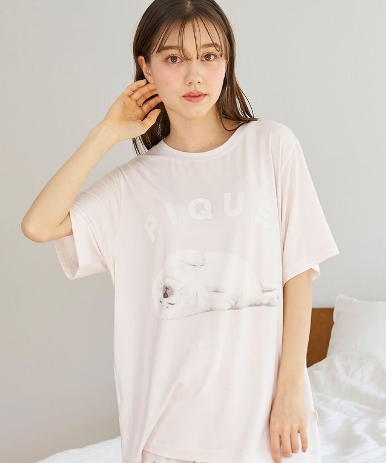 gelato pique「【接触冷感】あざらしワンポイントTシャツ」|ルームウェア|