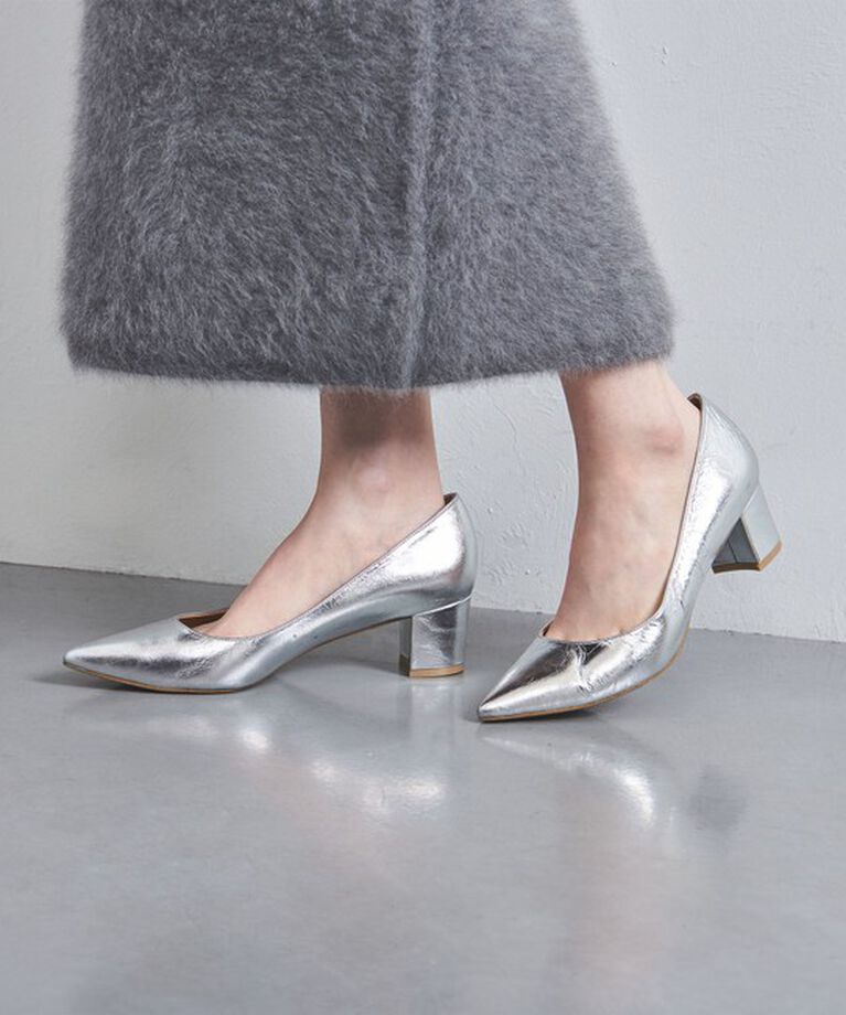 UNITED ARROWS「ポインテッド チャンキーパンプス」|パンプス|SILVER
