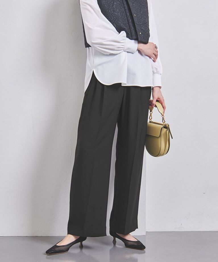 UNITED ARROWS「2タック ワイドパンツ」|スラックス|BLACK